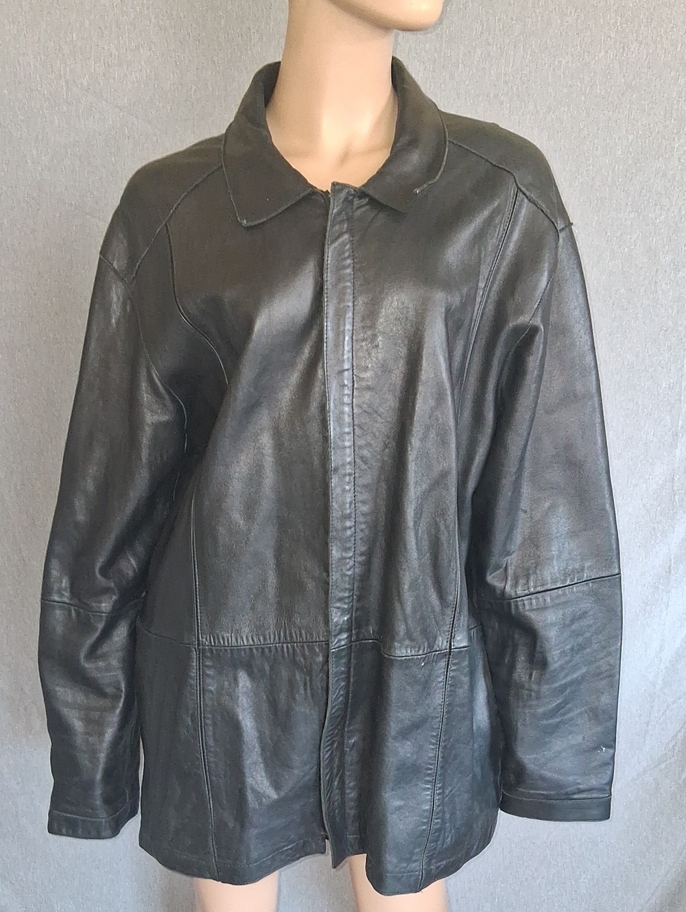 Liz Claiborne Black Leather Shirt Jacket